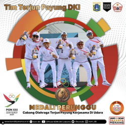 Medali Perunggu untuk Jakarta!

Kami ucapkan selamat dan terima kasih kepada Tim Terjun Payung DKI Jakarta, yang berhasil mempersembahkan medali untuk Jakarta, di Nomor Kerjasama di Udara.

Jakarta Datang Jakarta Menang!
Sukses Jakarta untuk Indonesi